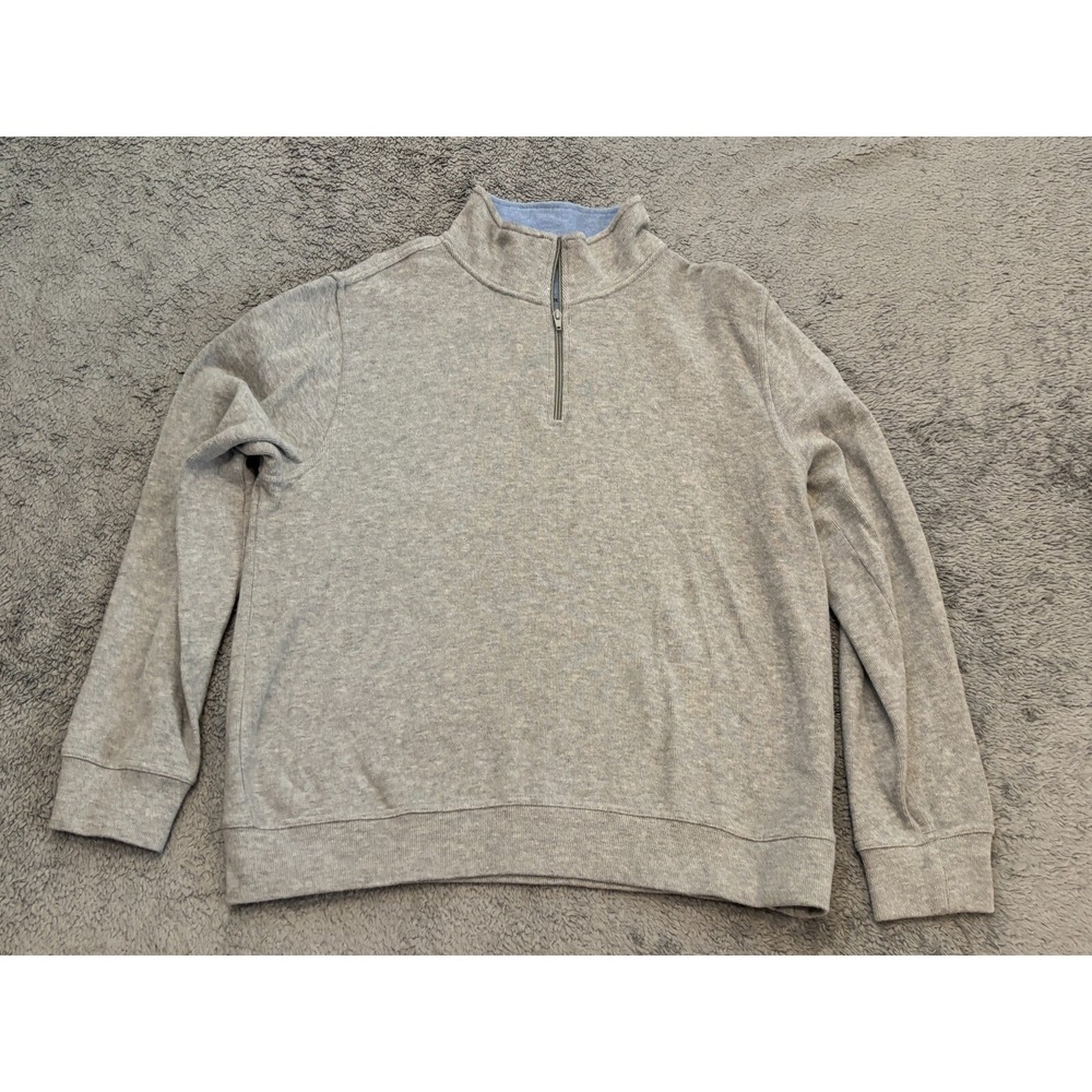 Tailorbyrd 1/4-Zip Pullover Sweater Mens Large Gray Twill Knit Preppy Golf